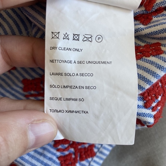 Club Monaco Skirt Blue White Striped Red Embroidered Size Medium 100% Cotton - Picture 10 of 10